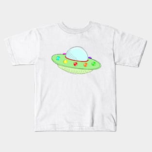 Rainbow Spaceship Kids T-Shirt